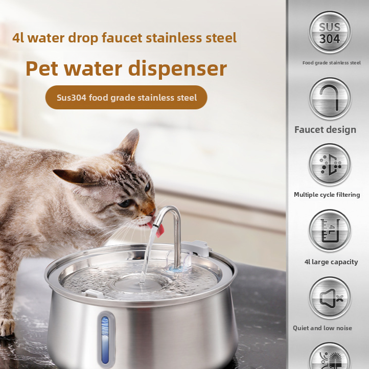 PawGo Stainless Steel Pet Water Dispenser